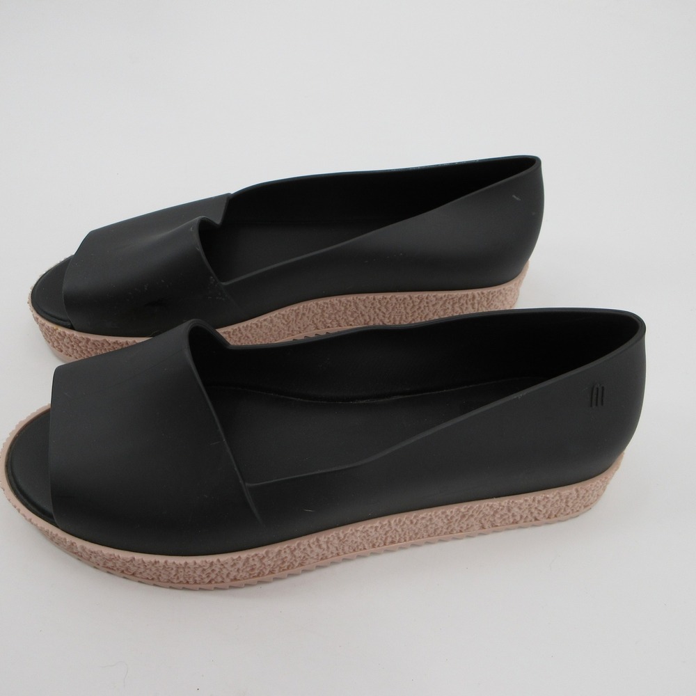 Melissa Hotness Women 10 Black Pink Platform Peep Toe Jelly Sandals Flatform